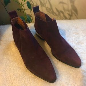 Zara Pointed Toe Ankle Boots | Burgundy/Gold